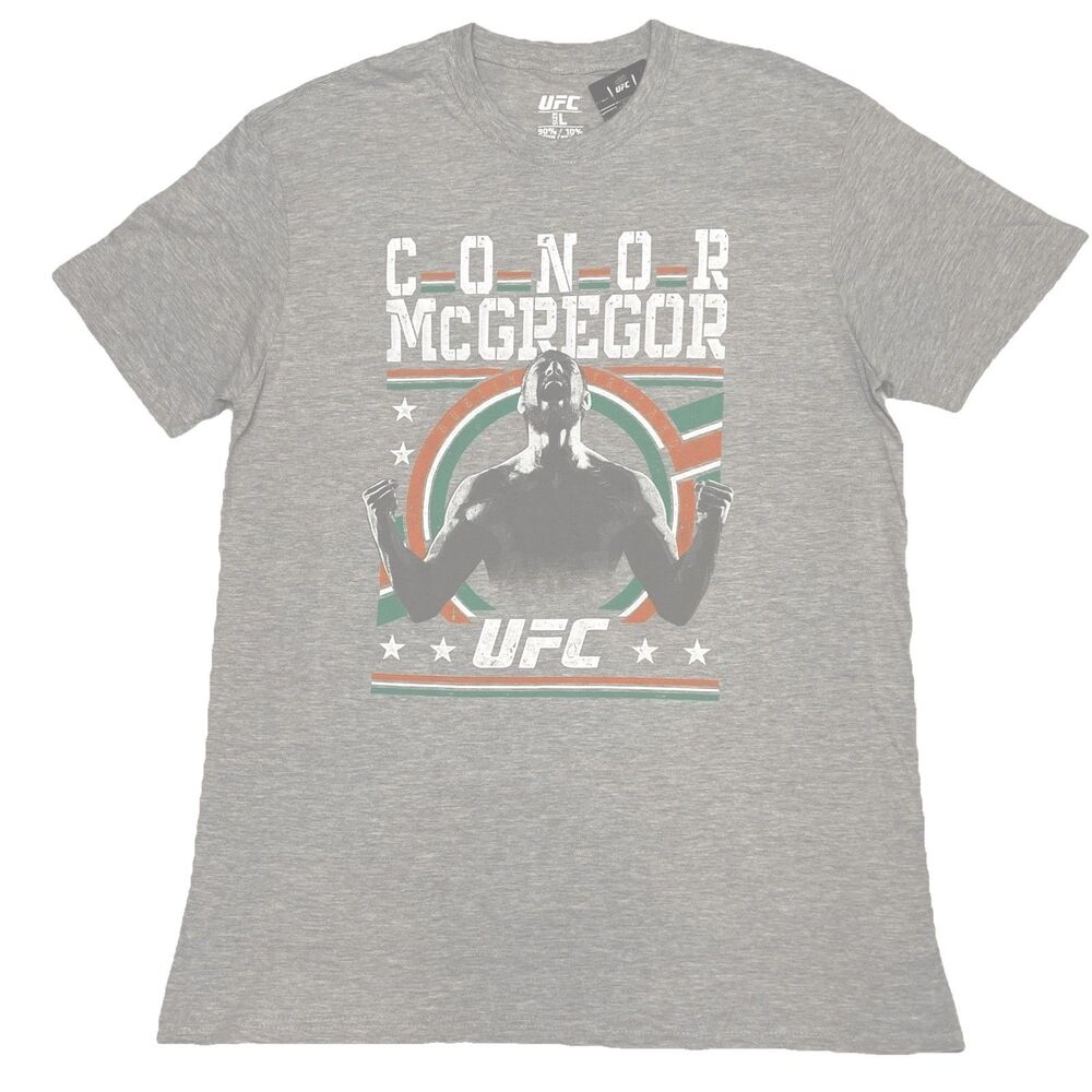 UFC Large Conor McGregor Scream T-Shirt Men's Heather Gray Short Sleeve Tee NWT